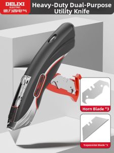DELIXI | Heavy Duty Full Steel Hook Blade Utility Knife for Electrical Cable Stripping