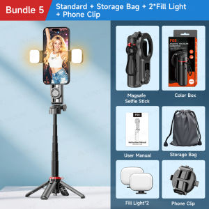 AXNEN | Magnetic Pocket Selfie Stick Desktop Mini Tripod 360° Rotation Phone Holder with Wireless Bluetooth Remote for Smartphone Vlog