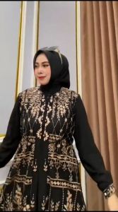 Renata Dress Ceruty Mix Brukat Gamis Wanita Terbaru 2025 Viral Dress Kondangan Wanita Simple Elegan