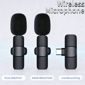 Wireless Lavalier Microphone Audio Video Recording Mini Mic for Type-C Smartphones Vlogging Facebook Videos Audio Recording