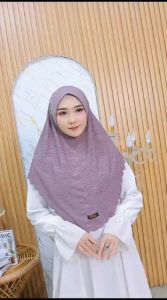 Jilbab Bergo Instan Kayla Malay Laser Cutting  Bahan Jersey Jaguar Two Tone By Elma Hijab
