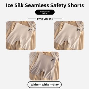 miiow | Catwoman Seamless Safety Pants Women Summer Ice Silk Thin Anti-Light Non-Rolling Edge Foundation Skin Underwear Two-In-One