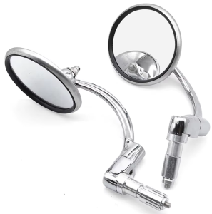 Motorcycle Chrome Aluminum Universal Glossy round shape Handle Bar End Side Rear View Mirrors Racer Scooter  Bike