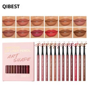 Bộ Chì Kẻ Môi Lì Qibest 12 Màu Không Thấm Nước Không Lem Màu Nude Lâu Trôi Dưỡng Ẩm Bộ Trang Điểm