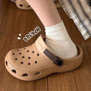 รองเท้าแตะ EVA ทรงส้นหนา สวมใส่สบาย สำหรับผู้หญิง ฤดูร้อน 2024 รองเท้าแตะชายหาดแบบลำลอง รองเท้าแตะแบบมีรู รองเท้าแตะส้นเตี้ย