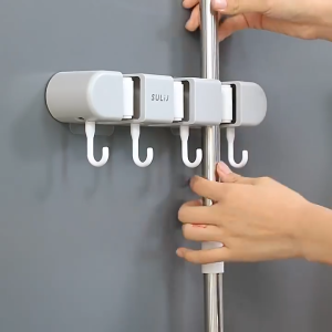 Mop Holder Wall Mounted Multifunctional Mop Organizer Holder Rack Brush Broom Hanger Adhesive Hook