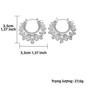 CARLIDANA Victoria Thanh Lịch Lớn Đôi Khuyên Tai Vòng Nữ Thép Không Gỉ Bohemian Retro Nhọn Creole Đinh Nhọn Hình Học Cổ Điển