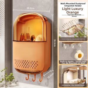 Wall Mounted Chopstick and Spoon Organizer Drain Rack