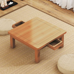 Nan Bamboo Tatami Small Tea Table Dining Study Square Balcony Low Table with Drawer Disassembly Modern Simple Style Home Furniture