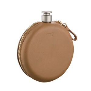 Keith 130ml Pure Titanium Flask Portable Bottle with Leather Cover for Camping Travel Ti9303 Gift for Men Women