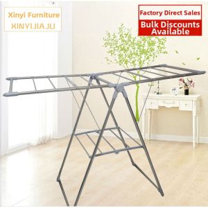 Foldable Double Layer Stainless Steel Clothes Rack