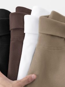 Double-Sided Thickened High-Neck Mens T-Shirt Winter Warm Fleece Long Sleeve Base Shirt Youth Fashion Polyester Fiber