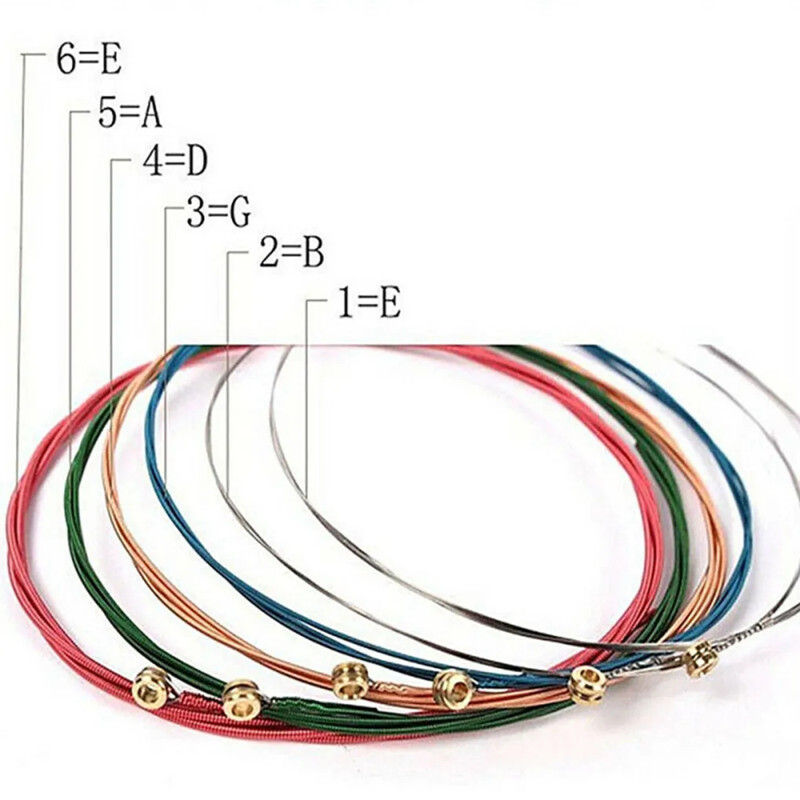 6Pcs Musical Instrument Accessories Copper Acoustic Guitar String Set Steel String Guitar Spare Strings for Beginner