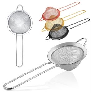 Fine Mesh Strainer 304 Stainless Steel Conical Sieve Tea Strainer with Long Handle for Cocktail Bar Coffee Juice Filtering Tools