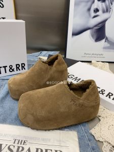 Winter Womens Leather Caribou Shoes TTRR Korean Style Small Size Cute Ugly Inner Heightening Fleece Lazy Two-Way Cotton Shoes