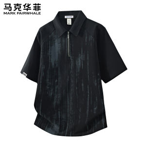 Mark Fairwhale | Áo Polo Sọc Thời Trang Cổ Zipper Rộng Dáng Suông Mùa Hè