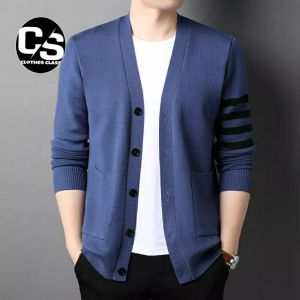 Sweater Cardigan Pria Casual Lengan Panjang Slimfit Bahan Cotton Rajut Halus Kualitas Premium