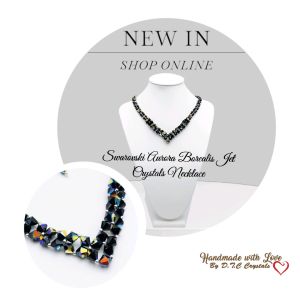 [D.T.C Crystals] Handmade Swarovski Aurora Borealis Jet Crystals Necklace