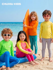 CHUXIU | UV Protection Kids Long Sleeve and Pants Swimming Suit Separate Design Fluorescent Color