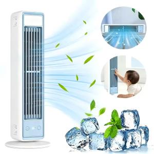 Quạt Tháp Di Động Có Điều Khiển Từ Xa Thiết Kế Không Cánh 3600mAh 5 Tốc Độ Vận Hành Êm Ái Làm Mát Cho Nhà Và Văn Phòng