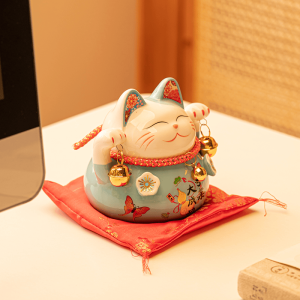 Creative Ceramic Cat Statue Japanese Style Decoration Living Room Decorations Money Bank Shop Opening Cashier Home Decor