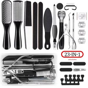 ชุดทำเล็บเท้า 23 in 1 สแตนเลสสตีล ชุดเครื่องมือทำเล็บเท้ามืออาชีพ ตะไบเท้า ขัดหนังด้าน กำจัดเซลล์ผิวที่ตายแล้ว ดูแลเท้า