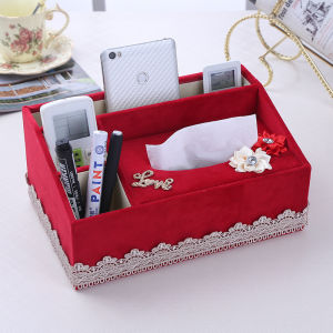 Cute Fabric Multi-Functional Tissue Box Girl Desktop Remote Control Storage Drawer Living Room Coffee Table Tissue Box