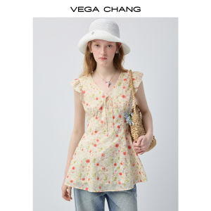 VEGA CHANG | Áo Sơ Mi Vai Trễ Dập Vòng Cổ V Thêu Hoa
