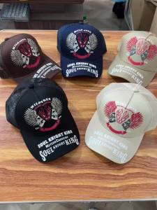 New Puck Style Cap Wing Skull Flame Embroidery Trucker Hat Breathable Mesh Cap Motorcycle Outdoor Sport Baseball Cap