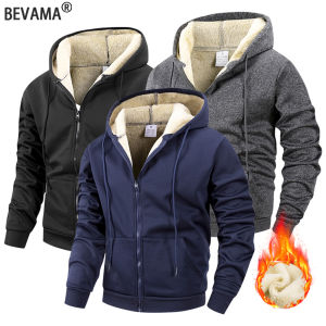 Winter Mens Zipper Jacket Fleece Warm Windproof Hoodies Heavyweight Cardigan Casual Sports Long Sleeve Sweatshirts Hooded Coat