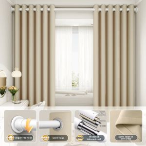 WEILAISHI | No Drilling Required Telescopic Pole Curtains Thick Sunblock