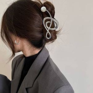Kẹp Tóc Lớn Elegent Kim Loại Đính Ngọc Trai