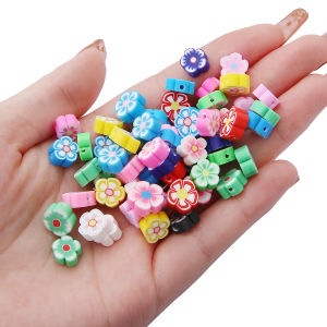 30pcs 10mm Flower Shape Polymer Clay Beads Loose Spacer Beads For DIY Jewelry Making Bracelet Necklace Handmade Accessories