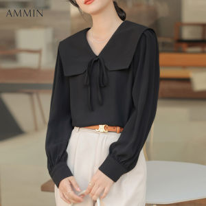 เสื้อเบลาส์คอเสื้อแขนยาวคอมมิน MODE Korea ผู้หญิงเสื้อลำลองคอวีแขน หนึ่งในสินค้า Royal Club ที่มีคุณภาพ 100% ของเรา