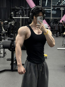 ZHUOCAN | Fitness Tank Top for Men Black Ribbed Sleeveless T-Shirt Muscle Display