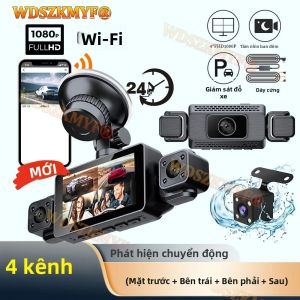 WIFI 360 Độ ° Camera Hành Trình Ô Tô DashCam 1080P Với 3/4 Kênh Giám Sát Đỗ Xe 24/7 Tầm Nhìn Ban Đêm Hộp Đen Ghi Hình Phía Trước Bên Phải Và Phía Sau