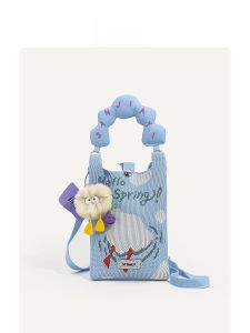 Maylily Original Light Blue Knitted Ins Bag Commuter Versatile Crossbody Phone Bag Polyester Fiber Summer 2024 Collection