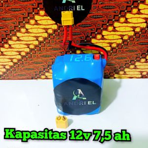 Baterai Rakitan Multifungsi ANDRIEL 12V Kapasitas Besar 75/10/125 Ah dengan BMS 40A - Warna Biru