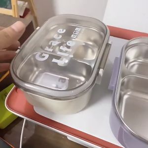 750ml 2 Compartment 304 Stainless Steel Keep Warm Lunch Box Bento Box For Kids Adult