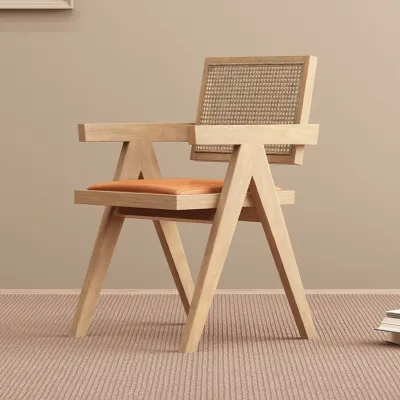 MU FENG ZHI NAN | Retro Woven Rattan Armchair for Home