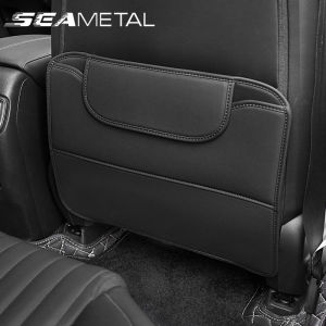 SEAMETAL Car Seat Back Anti-Kick Mat Pu Leather Wear-Resistant Pad Rear Seat Back Car Storage Bags Auto Interior Accessories