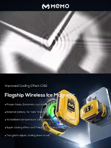 Memo CX12 Cooler HP Tanpa Kabel Baterai 2000mAh Kipas Magnetik Kuat Anti Panas Gaming Silent RGB Fan