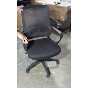 013 Office Chair Black Mesh Back Office Chair with Armrests and Five-Star Base Mesh Ergonomic L60cm x W50cm x H107cm