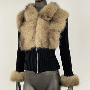 Áo Len Nữ OFTBUY Chất Liệu Giả Lông Kiểu Dáng Cardigan Ngắn Ôm Dáng Chất Liệu Dệt Kim Tay Dài Có Khóa Kéo Mềm Mại Phong Cách Cổ Điển Thích Hợp Cho Mùa Xuân