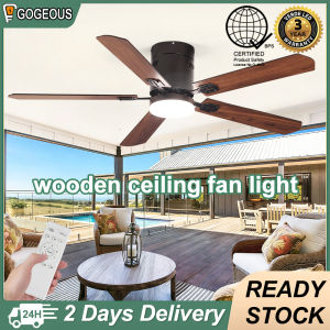 Gogeous 42inch 52inch ceiling fan with light 3 color dimming 6 gear wind 28cm height ceiling fan with ledn light and remote 5 blades big for living room