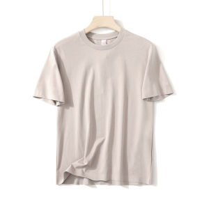 Antibacterial 5A Liquid Ammonia Mens Summer T-Shirt Breathable Seamless Glue round Neck Short Sleeve Base Layer Pure Color