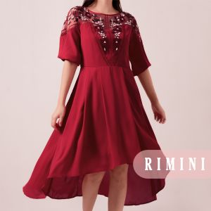 RIMINI - Gaun Pesta Wanita Motif Bunga S-XL - Kehlani Asymmetrical 81748