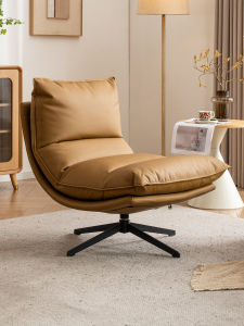 Italian Style Rotating Single Sofa Chair No Armrests Luxury Leather Couch for Living Room And Balcony Simple Assembly Required