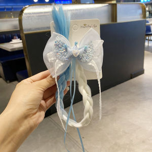 Princess Elsa Long Hair Wig for Girls Childrens Halloween Party Accessory Crown Hairpin Baby Toddler Hair Braid Headwear