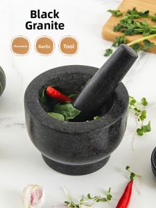 Natural Stone Mortar Garlic Press Home Use Pestle for Grinding Garlics Medicines Herbs Natural Stone Kitchen Cooking Tool